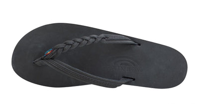 Rainbow Sandals Women's Flirty Braidy Single Layer Arch Support Leather Flip Flop - Classic Black 2