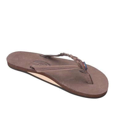 Rainbow Sandals Women's Flirty Braidy Single Layer Arch Support Leather Flip Flop - Expresso Brown 1