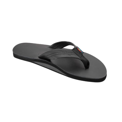 Rainbow Sandals Men's Classic Leather Single Layer Wide Strap Black Flip Flop 1