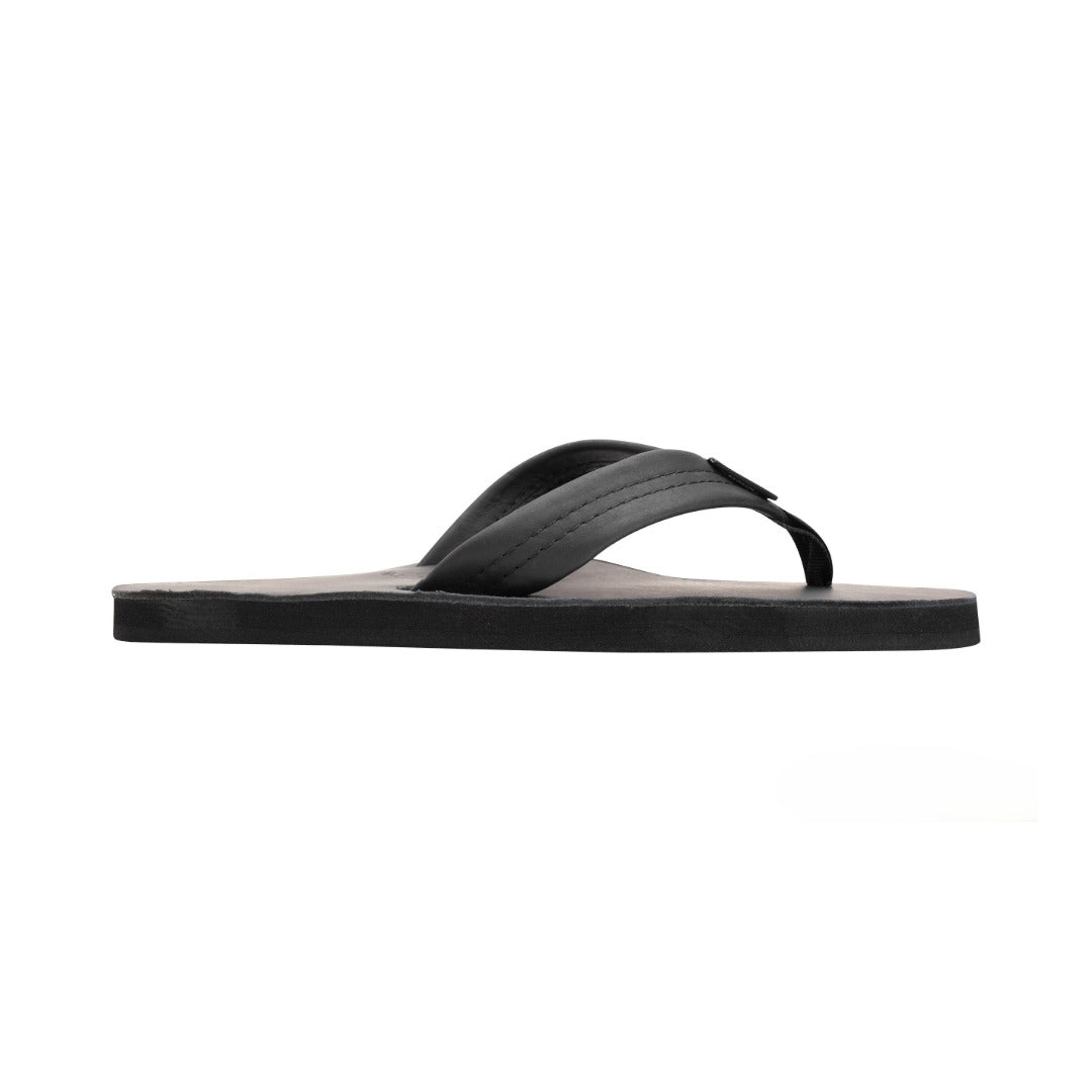 Rainbow Sandals Men's Classic Leather Single Layer Wide Strap Black Flip Flop 2