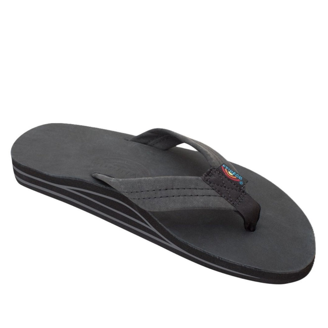 Rainbow Sandals Men's Leather Double Layer Wide Strap Black Flip Flop - Men's SandalRainbow Sandals