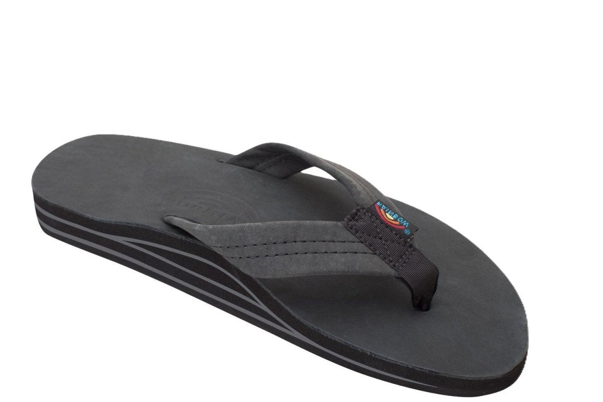 Rainbow Sandals Men's Leather Double Layer Wide Strap Black Flip Flop - Men's SandalRainbow Sandals