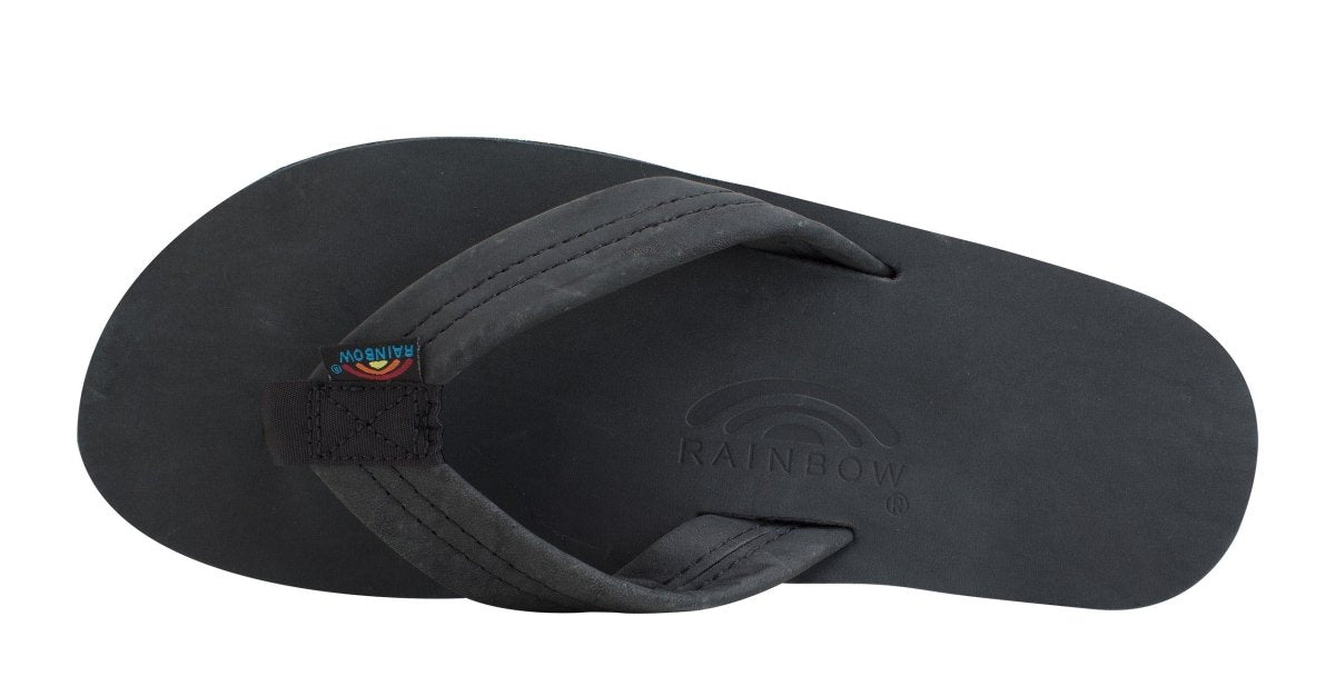 Rainbow Sandals Men's Leather Double Layer Wide Strap Black Flip Flop - Men's SandalRainbow Sandals