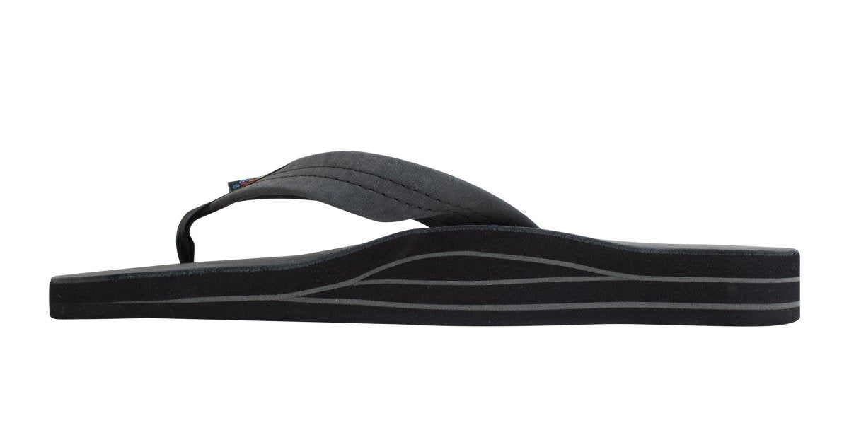 Rainbow Sandals Men's Leather Double Layer Wide Strap Black Flip Flop - Men's SandalRainbow Sandals