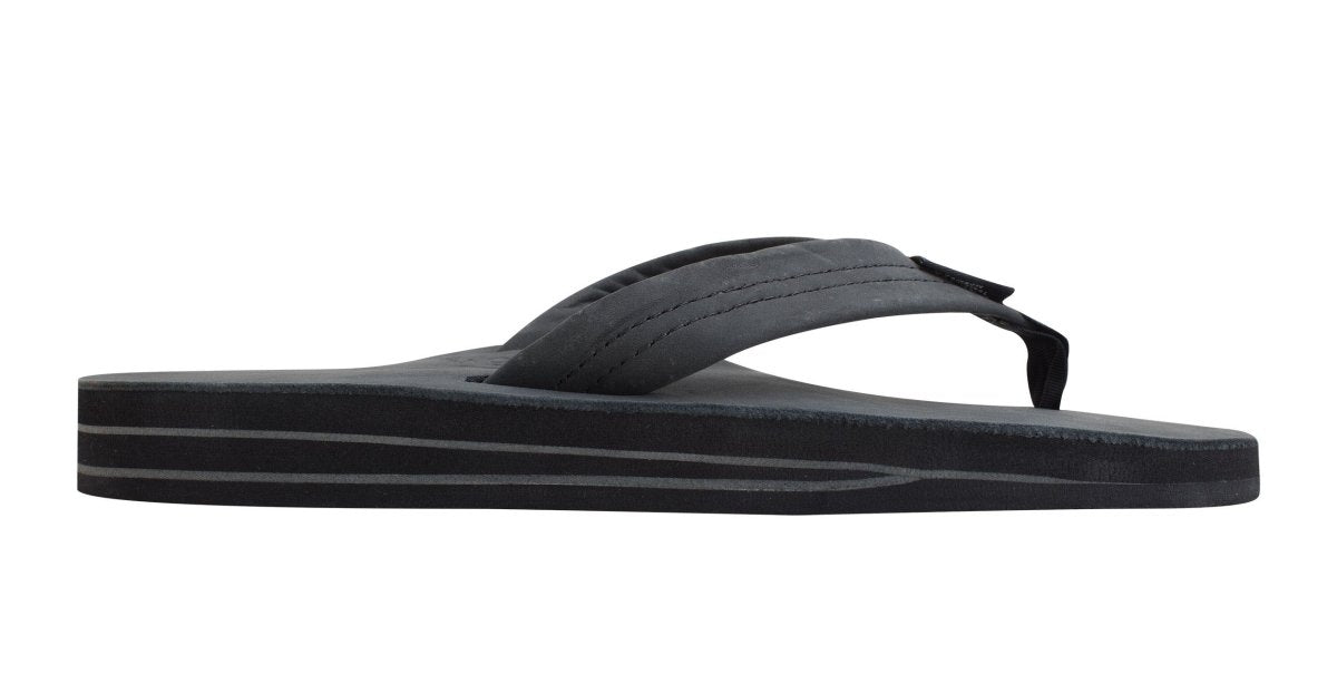 Rainbow Sandals Men's Leather Double Layer Wide Strap Black Flip Flop - Men's SandalRainbow Sandals