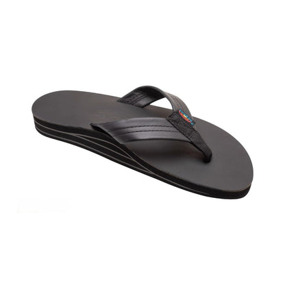 Rainbow Sandals Men's Leather Double Layer Wide Strap Black Flip Flop 1