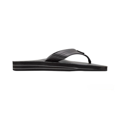 Rainbow Sandals Men's Leather Double Layer Wide Strap Black Flip Flop 2