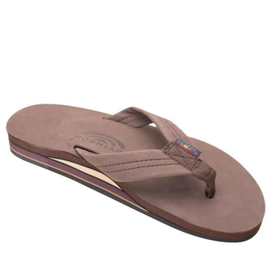 Rainbow Sandals Men's Leather Double Layer Wide Strap Espresso Flip Flop 1