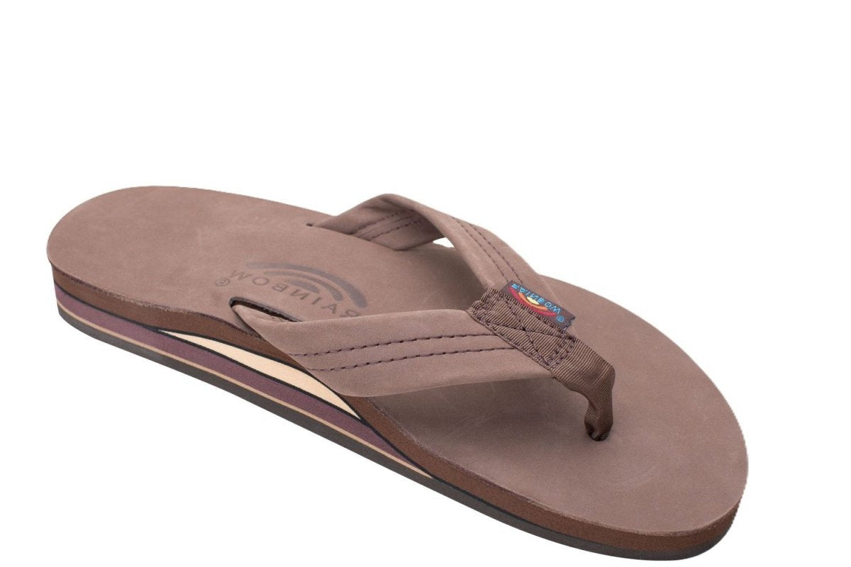 Rainbow Sandals Men's Leather Double Layer Wide Strap Espresso Flip Flop - Men's SandalRainbow Sandals