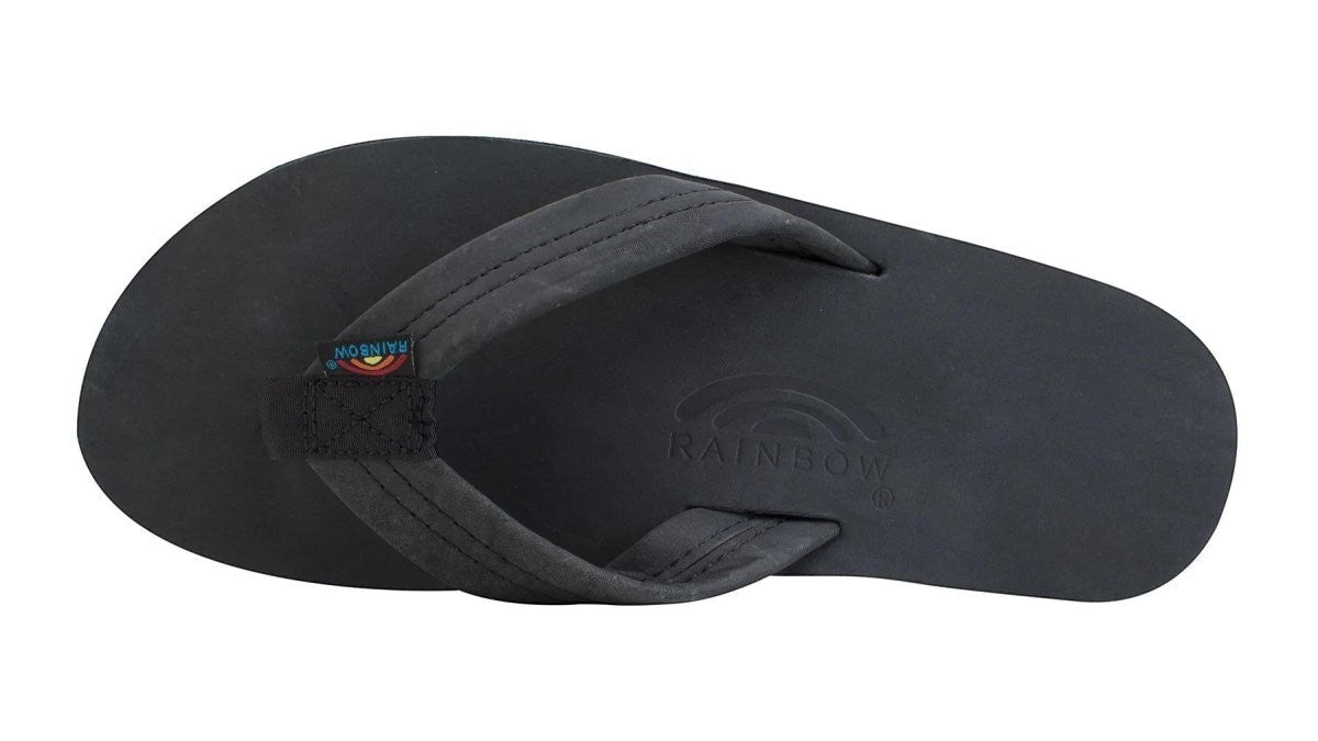 Rainbow Sandals Men's Leather Double Layer Wide Strap Leather Flip Flop - Black 3