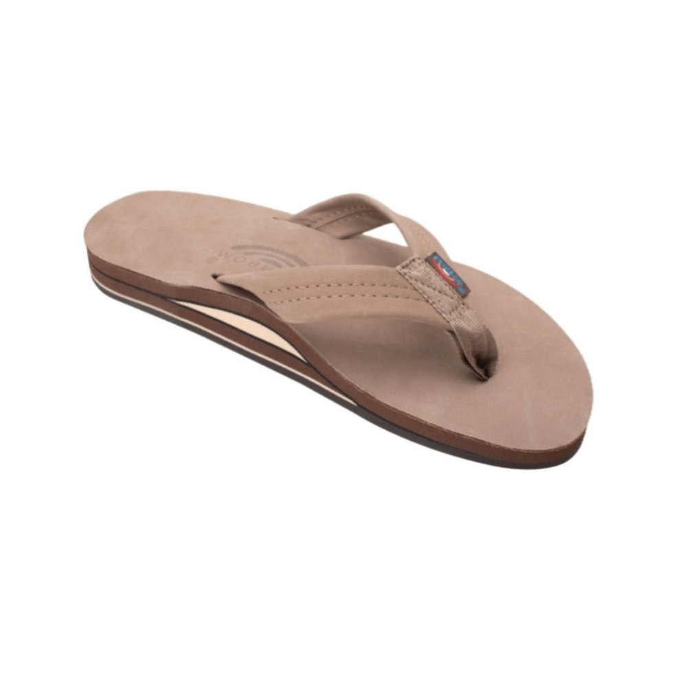 Rainbow Sandals Men's Leather Double Layer Wide Strap Leather Flip Flop - Dark Brown 1