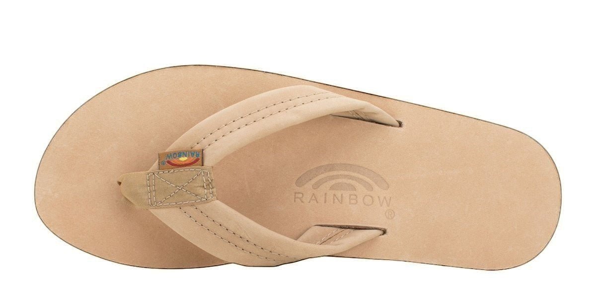 Rainbow Sandals Men's Leather Double Layer Wide Strap Leather Flip Flop - Sierra Brown 3