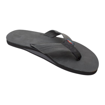 Rainbow Sandals Men's Leather Single Layer Wide Strap Arch Support - Black 1