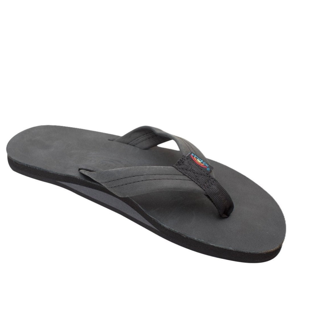 Rainbow Sandals Men's Leather Single Layer Wide Strap Black Flip Flop - Men's SandalRainbow Sandals