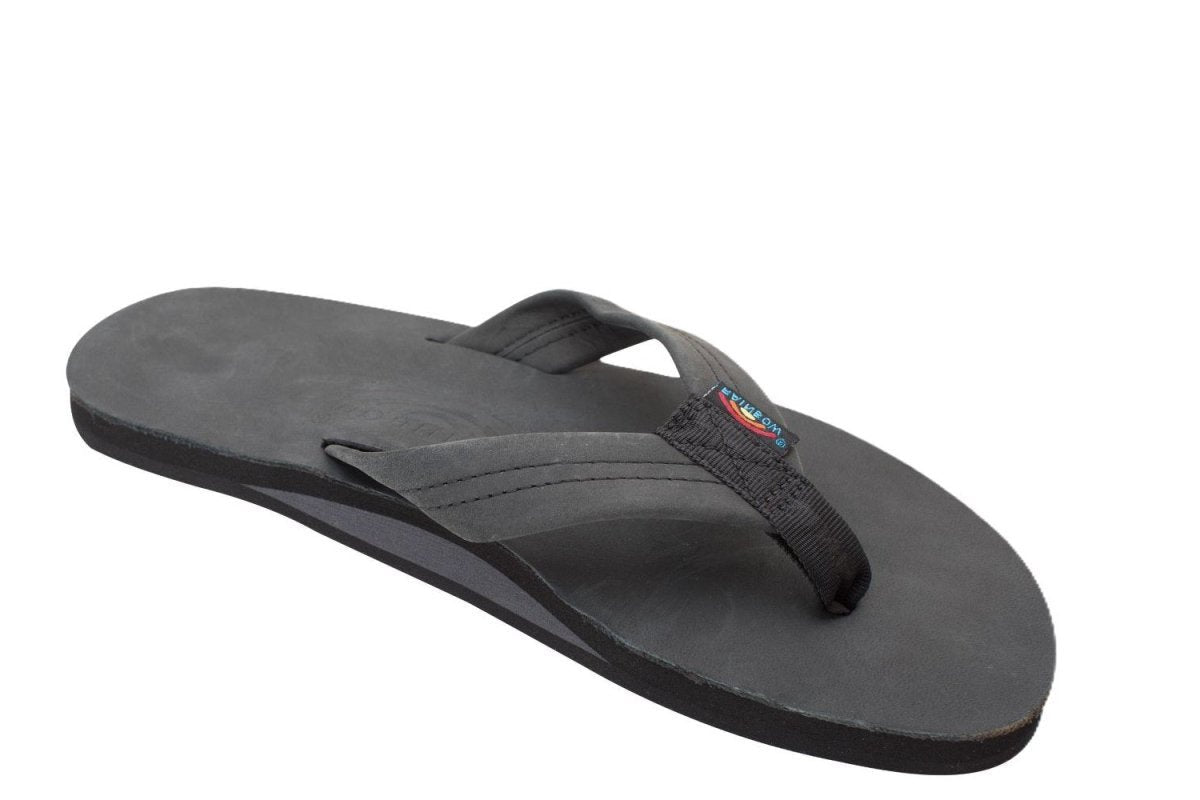 Rainbow Sandals Men's Leather Single Layer Wide Strap Black Flip Flop - Men's SandalRainbow Sandals