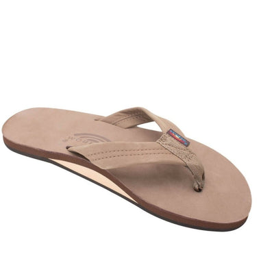 Rainbow Sandals Men's Leather Single Layer Wide Strap Arch Support - Dark Brown 1
