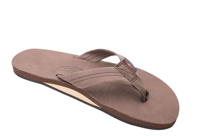 Rainbow Sandals Men's Leather Single Layer Wide Strap Arch Support - Expresso 7