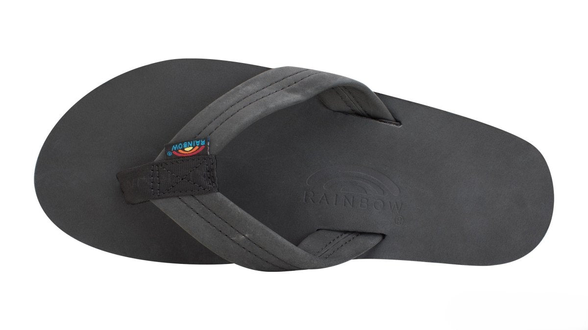 Rainbow Sandals Men's Premier Leather Single Layer Wide Strap Black Flip Flop 3