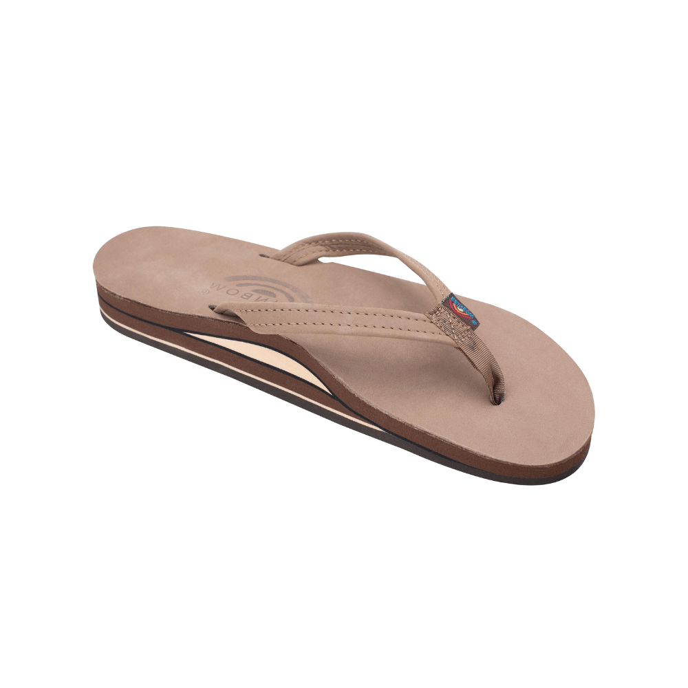 Rainbow Sandals Women's Arch Narrow Strap Double Layers Dark Brown Leather 1
