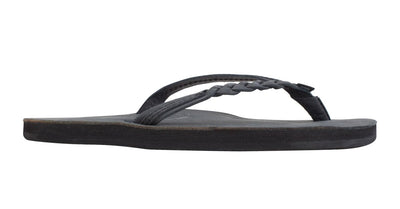 Rainbow Sandals Women's Flirty Braidy Single Layer Arch Support Leather Flip Flop - Premier Black 4