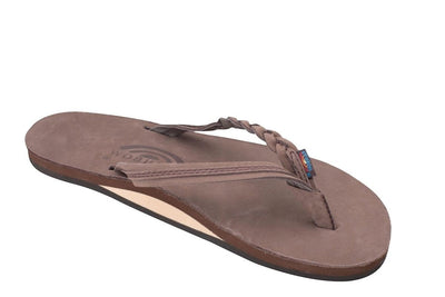 Rainbow Sandals Women's Flirty Braidy Single Layer Arch Support Leather Flip Flop - Expresso Brown 6
