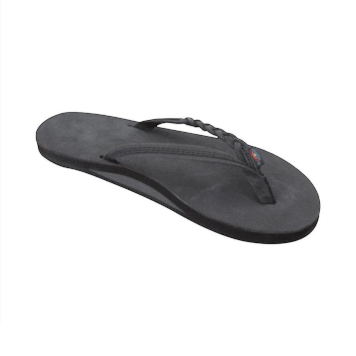 Rainbow Sandals Women's Flirty Braidy Single Layer Arch Support Leather Flip Flop - Premier Black 1