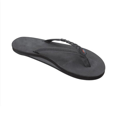 Rainbow Sandals Women's Flirty Braidy Single Layer Arch Support Leather Flip Flop - Premier Black 1