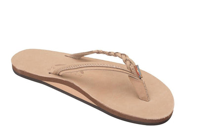 Rainbow Sandals Women's Flirty Braidy Single Layer Arch Support Leather Flip Flop - Sierra Brown 6