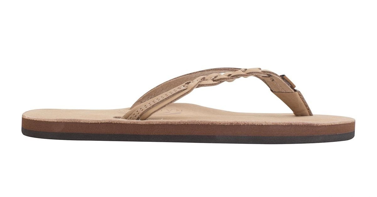 Rainbow Sandals Women's Flirty Braidy Single Layer Arch Support Leather Flip Flop - Sierra Brown 3