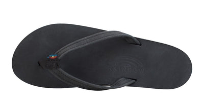 Rainbow Sandals Women's Leather Single Layer Narrow Strap Black Flip Flop 4