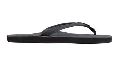 Rainbow Sandals Women's Leather Single Layer Narrow Strap Black Flip Flop 5