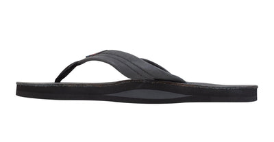 Rainbow Sandals Women's Leather Single Layer Wide Strap Black Flip Flop 3