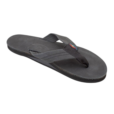 Rainbow Sandals Women's Leather Single Layer Wide Strap Black Flip Flop 1