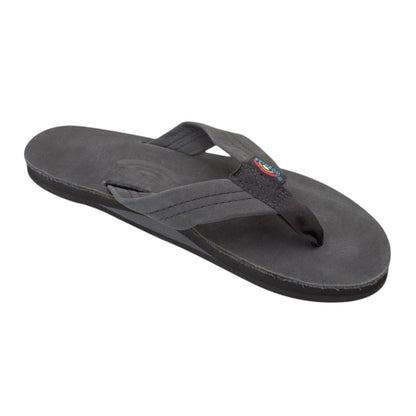 Rainbow Sandals Women's Leather Single Layer Wide Strap Black Flip Flop 1