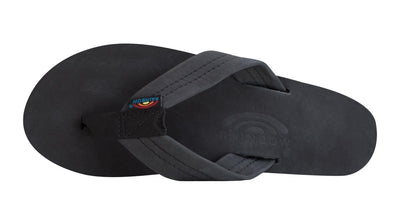 Rainbow Sandals Women's Leather Single Layer Wide Strap Black Flip Flop 4