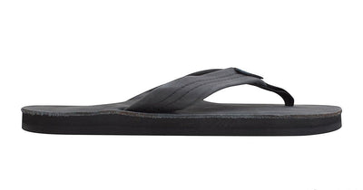 Rainbow Sandals Women's Leather Single Layer Wide Strap Black Flip Flop 4