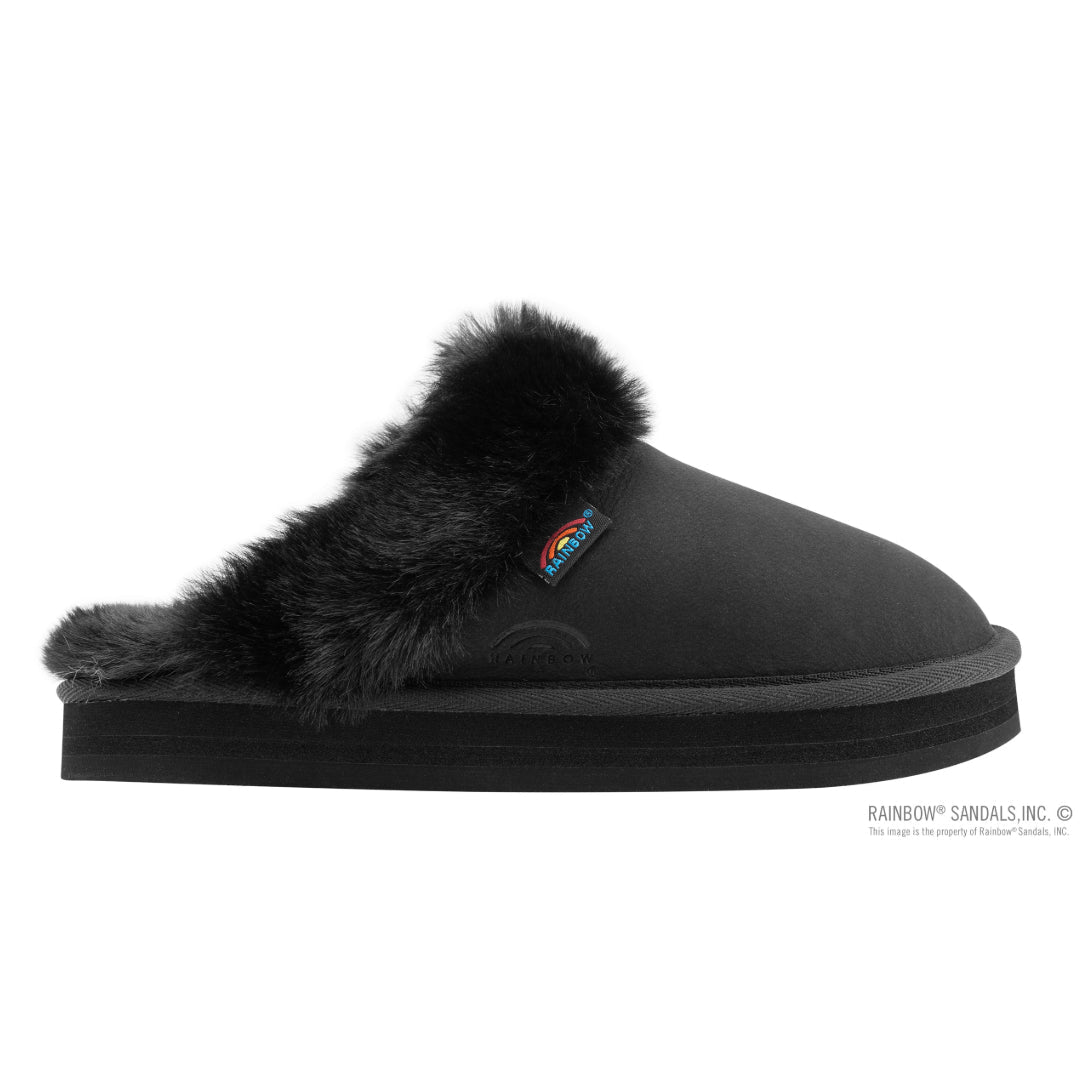 Rainbow Sandals Women's Sunset Snugs Premier Leather Black Slipper 5