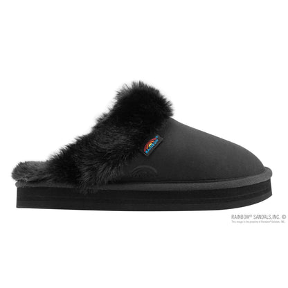 Rainbow Sandals Women's Sunset Snugs Premier Leather Black Slipper 5