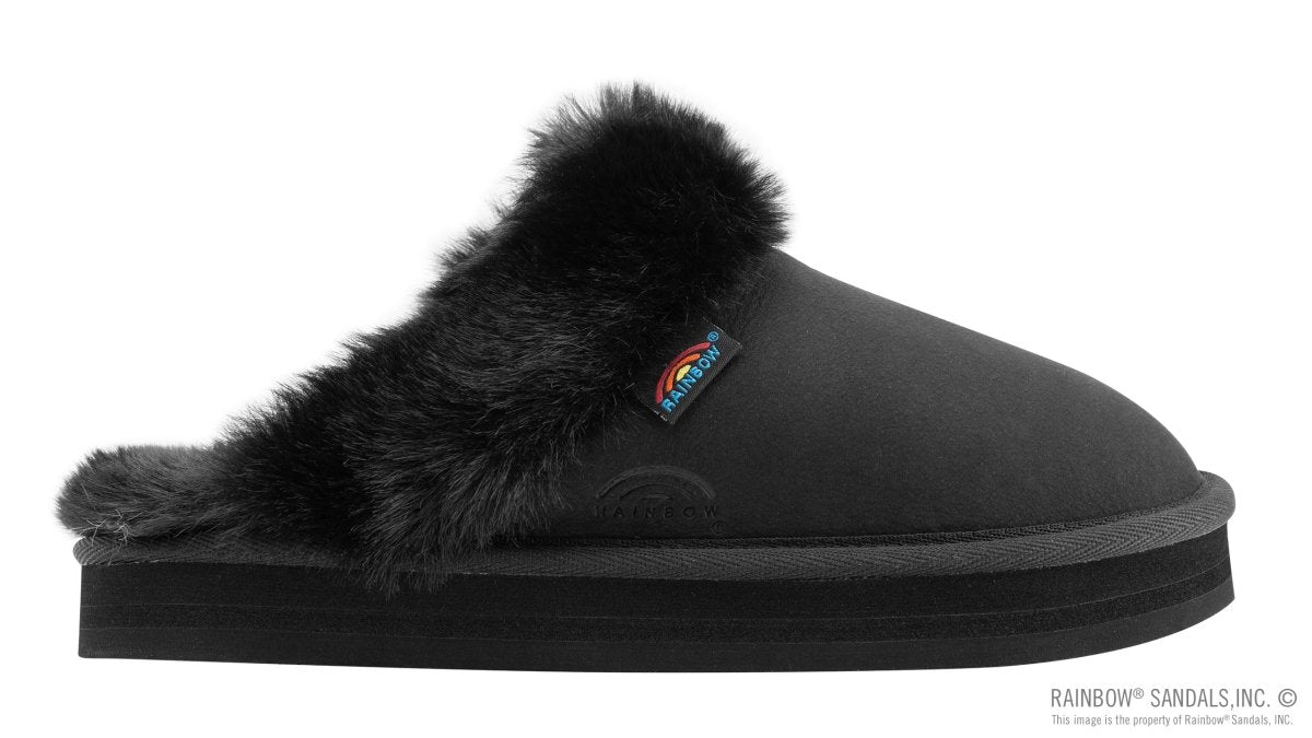 Rainbow Sandals Women's Sunset Snugs Premier Leather Black Slipper 2