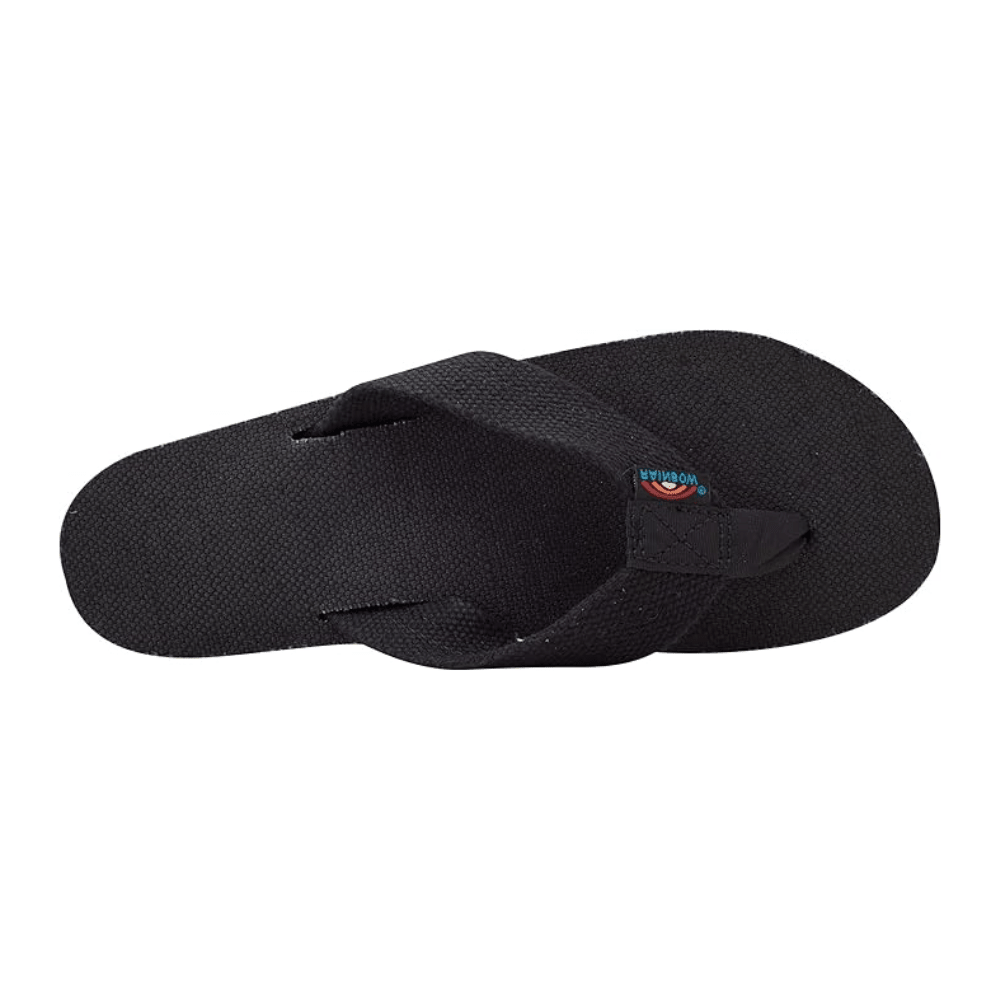 Rainbow Women's Hemp Single Layer Wide Strap 301 AHTS Black Sandals Flip Flops 4