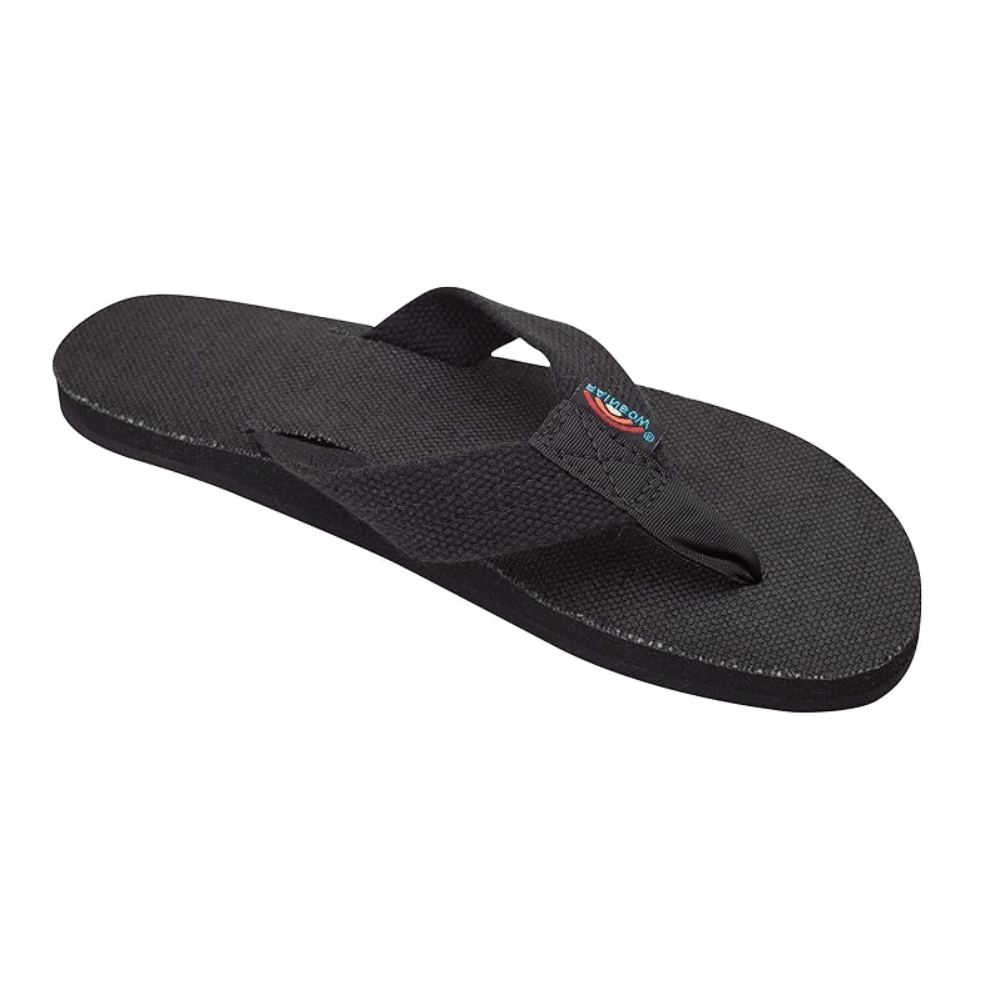 Rainbow Women's Hemp Single Layer Wide Strap 301 AHTS Black Sandals Flip Flops 1