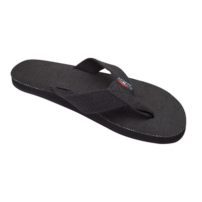 Rainbow Women's Hemp Single Layer Wide Strap 301 AHTS Black Sandals Flip Flops 1