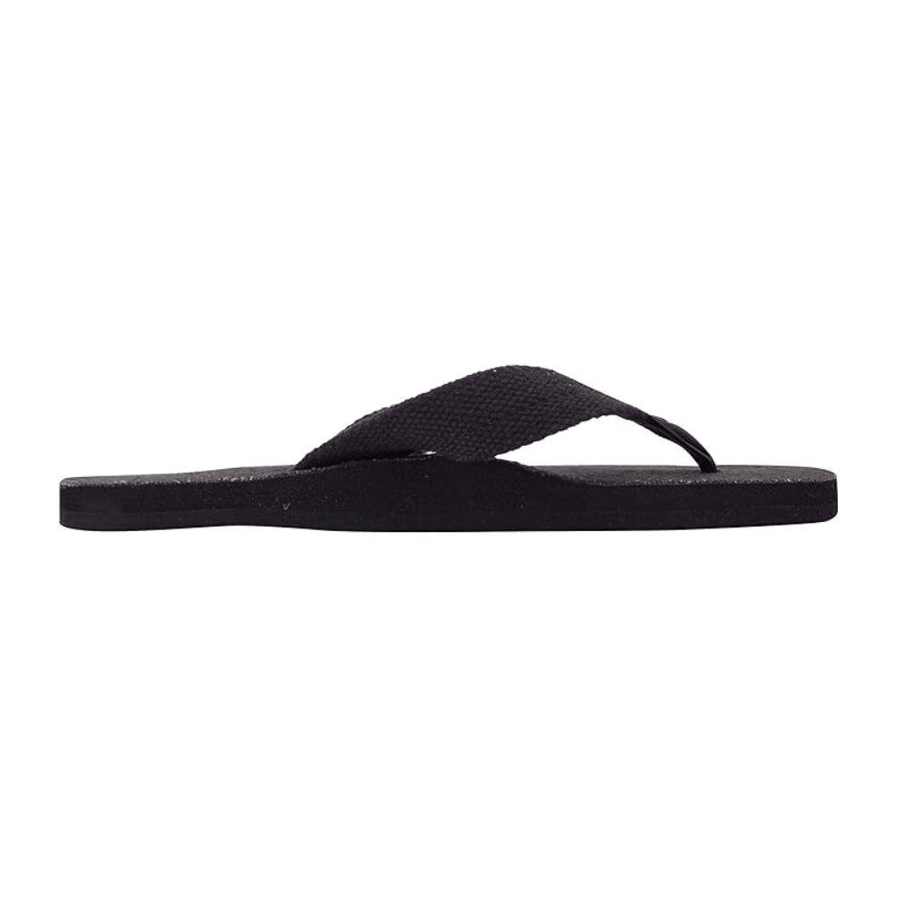 Rainbow Women's Hemp Single Layer Wide Strap 301 AHTS Black Sandals Flip Flops 2