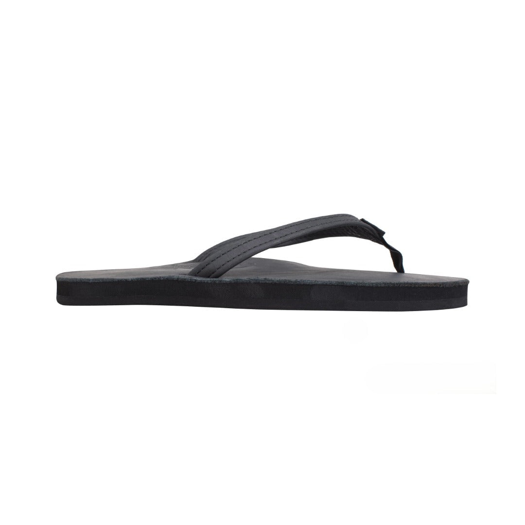 Rainbow Women's Sandal Narrow Strap Single Layers Black Classic Leather 3