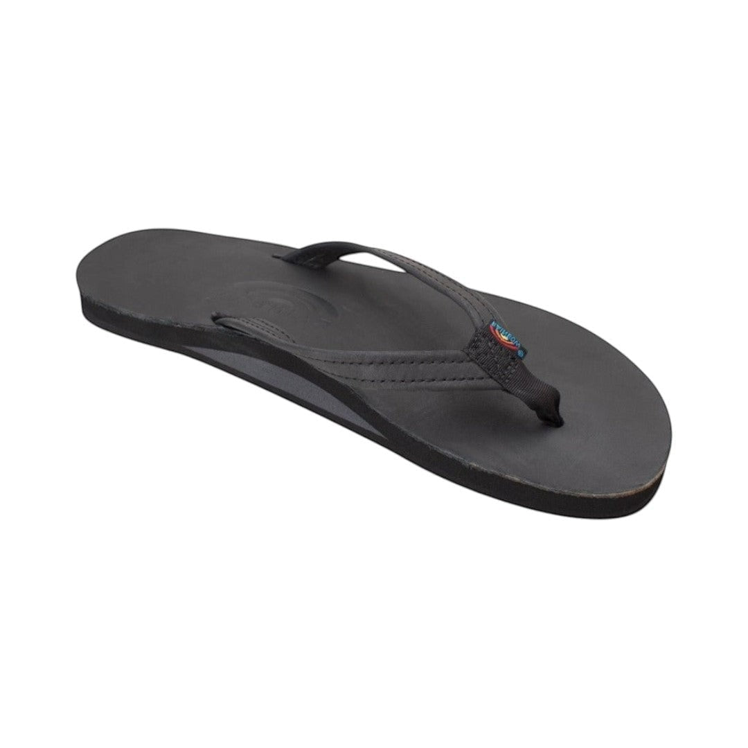 Rainbow Women's Sandal Narrow Strap Single Layers Black Classic Leather 1