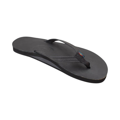 Rainbow Women's Sandal Narrow Strap Single Layers Black Classic Leather 1