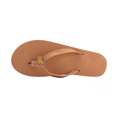Rainbow Women's Single Layer Classic Leather with Arch Support Narrow Strap Tan / Blue Sandal 3