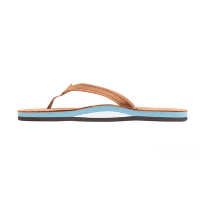 Rainbow Women's Single Layer Classic Leather with Arch Support Narrow Strap Tan / Blue Sandal 4