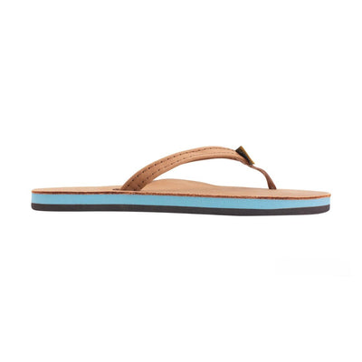 Rainbow Women's Single Layer Classic Leather with Arch Support Narrow Strap Tan / Blue Sandal 2