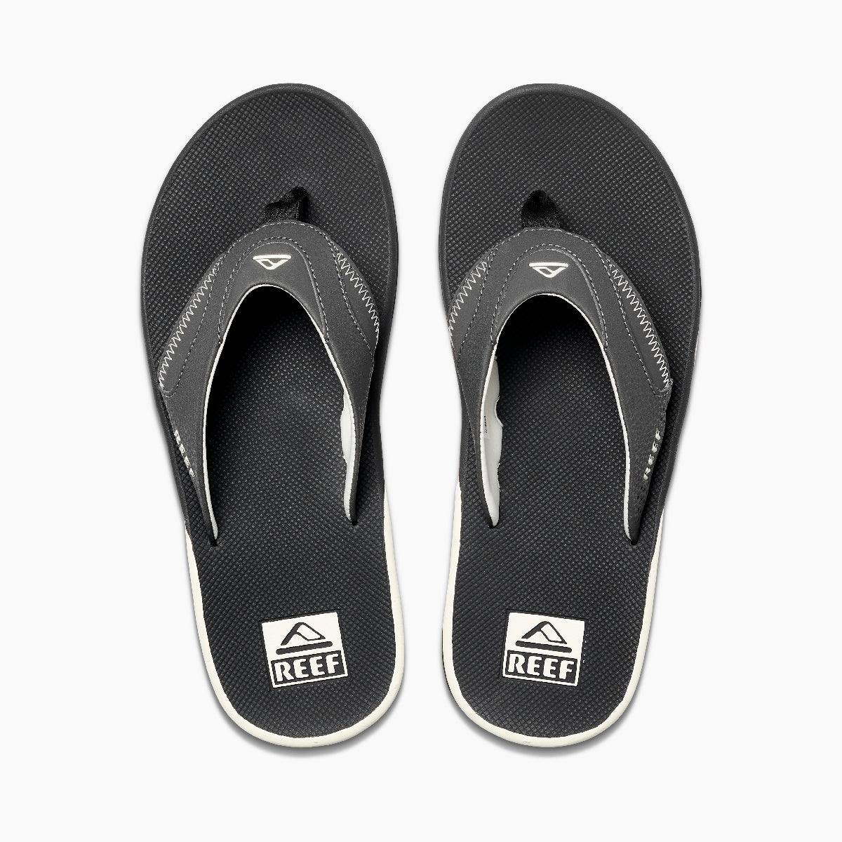 Reef Fanning Raven / White ( Dark Gray) Flip Flop Men's Sandal With Bottle Opener - Men's SandalReef